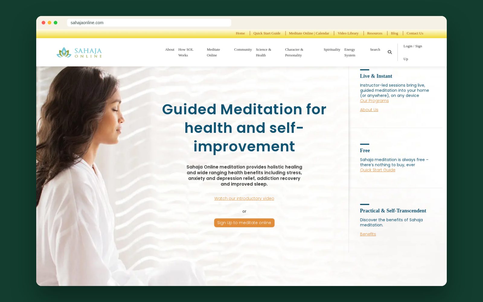 Sahaja Online website