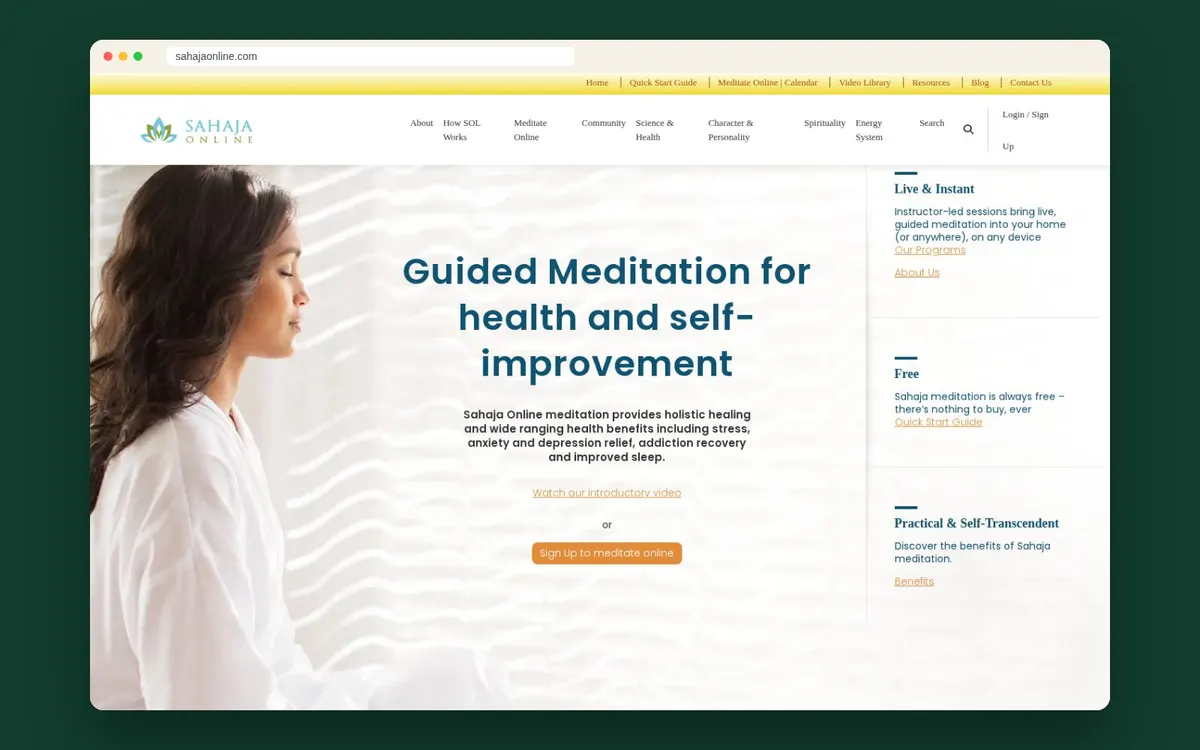 Sahaja Online website